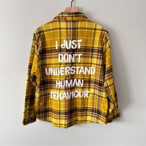 Star Wars X Cakeworthy Yellow Checked Flannel Shirt Size L C3P0